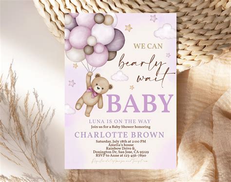 bearly wait baby shower invitations|bearly wait baby shower girl.